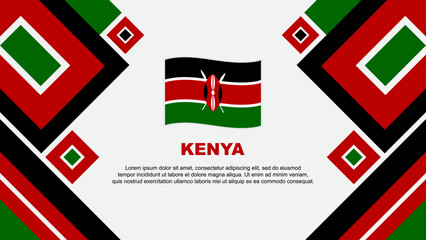Kenya Flag Abstract Background Design Template. Kenya Independence Day Banner Wallpaper Vector Illustration. Kenya Cartoon - obrazy, fototapety, plakaty