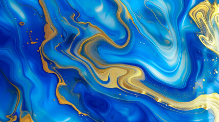 Obraz premium Abstract Marble Texture with Blue and Gold Swirls, Modern Artistic Design
