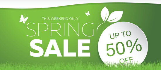 spring sale banner layout template design, vector illustration