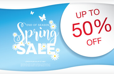 spring sale banner layout template design, vector illustration
