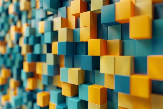 3d render of a modern tech background with extruding cubes