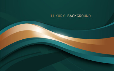 Abstract green and gold waves background. Luxury styles