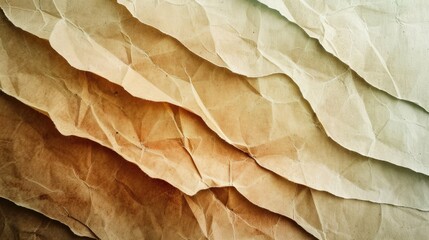 Layered beige and brown crumpled paper texture. Abstract design background with copy space for design and print