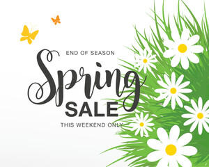spring sale banner layout template design, vector illustration