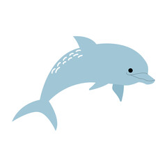 Fish.Vector sea dolphin. Flat single illustration for travel design.