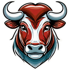 bull head sticker with pointed horns