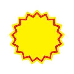 黄色と赤のギザギザの丸 - シンプルなPOPやフレームのデザイン素材
