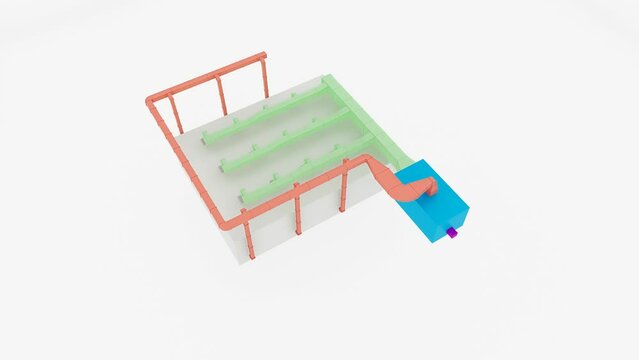 3d Rendering Hvac System 360 degrees view.