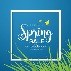 spring sale banner layout template design, vector illustration