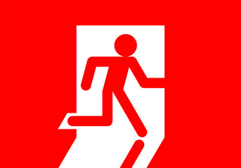 Red escape emergency exit door icon flat vector design