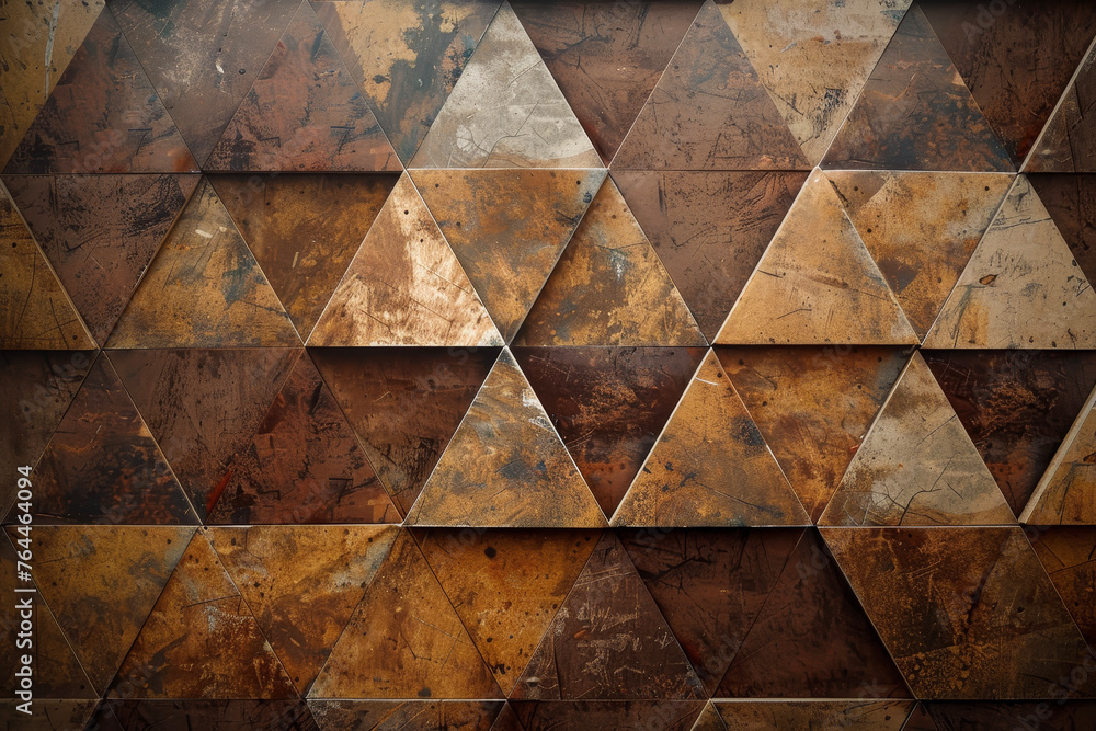 Aufkleber a abstract background of brown and beige triangles, stacking and arranging on the plane.