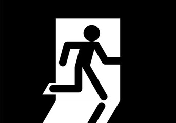 Black escape emergency exit door icon flat vector design