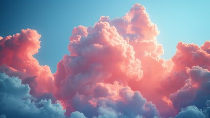 Clouds hover over a blue sky, radiating youthful energy, clean lines, and large-scale views. - obrazy, fototapety, plakaty