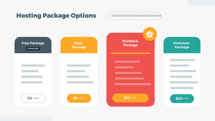Hosting Package Pricing Table Comparison Infographic