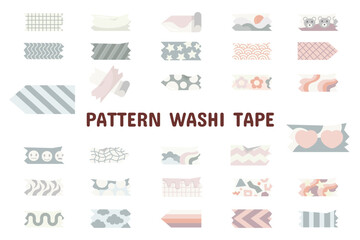 Pattern Washi Tape Flat Vector Illustration Icon Sticker Set Design Materials