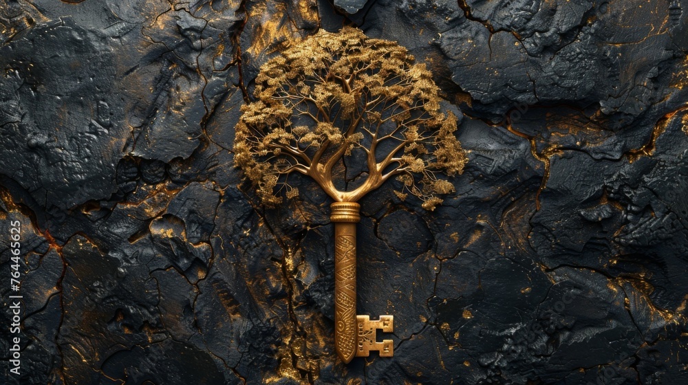 Poster the tree of life depicted as a key unlocking the secrets of the universe and guiding those who seek 