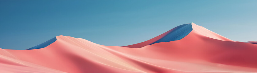 Endless Expanse of Coral Sand Dunes under Vibrant Blue Skies in a Dramatic Desert Landscape