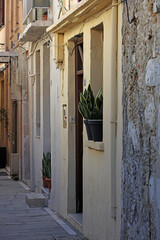 Rethimnon, Greece, Friday 15 March 2024 Crete island holidays exploring the old ancient stone city roads close up summer background carnival season high quality big size prints