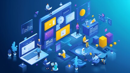 content strategy isometric illustration