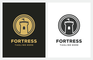 Authentic Castle Fortress Tower logo design icon inspiration