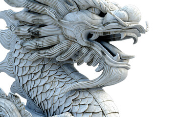 A guardian dragon, statuesque and vigilant, stands at the entrance of an ancient temple. Its stone-carved form exudes both strength and wisdom.