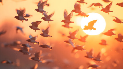 The dynamic and choreographic movements of migrating birds against the ever-changing canvas of the sky