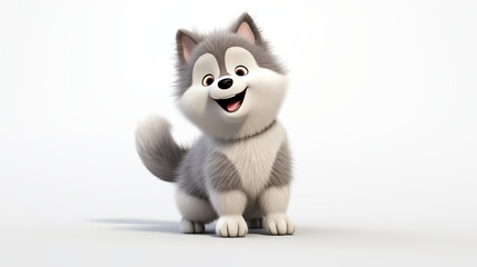 Adorable Alaskan Malamute 3D Graphic. Generative AI.