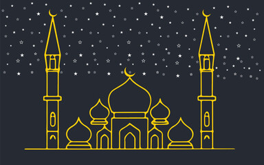 line art mosque islamic ramadan vector. stock vector ramadan kareem concept horizontal banner with islamic geometric