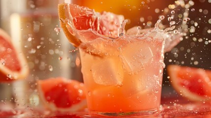 Photo Of Grapefruit Cocktail Top Angle Splash