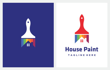 House Renovation Services Paintbrush logo design icon vector