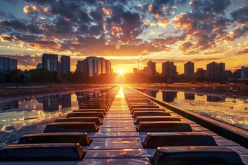 Abwaschbare Fototapete sunset over the city © ProArt Studios