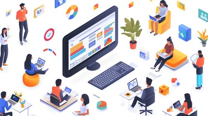 marketing strategy isometric illustration