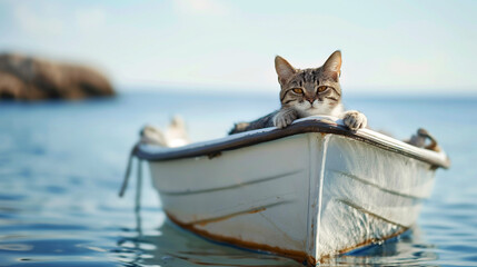 Cat on a Boat. Generative AI.