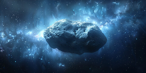 A serene image of a peaceful asteroid floating , generative ai - obrazy, fototapety, plakaty