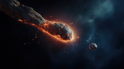 A meteor isolated in space - obrazy, fototapety, plakaty