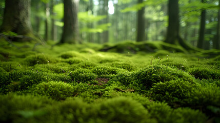 Fototapeta premium The intricate details of moss-covered forest floors, capturing the lush and textured carpet of nature