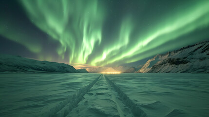 The magical dance of the Northern Lights over untouched wilderness, creating a surreal and awe-inspiring scene