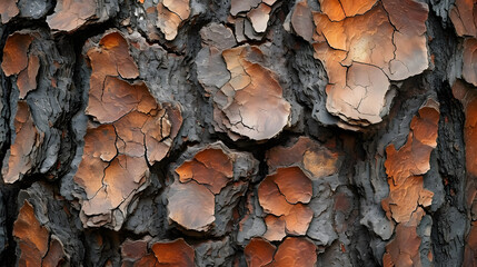The intricate textures of tree bark in macro photography, showcasing the unique patterns and details