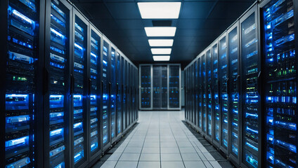 Fototapeta premium Cloud computing server farm 