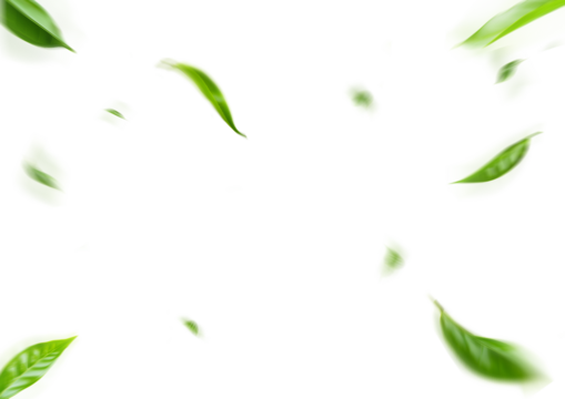 Green Floating Leaves Flying Leaves Green Leaf Dancing, Air Purifier Atmosphere Simple Main Picture.