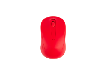 Modern computer red mouse isolated on transparent background
