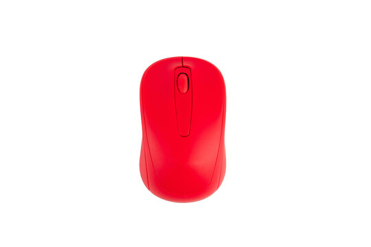 Modern computer red mouse isolated on transparent background