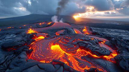 The opportunity, photograph lava flows in volcanic landscapes. The molten lava can create a mesmerizing and intense scene