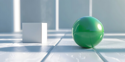 3d rendering white podium with sphere
