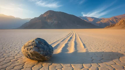 Papier Peint photo les îles Canaries Desert playas and capture the mysterious trails left by sailing stones. The otherworldly landscape adds a touch of intrigue