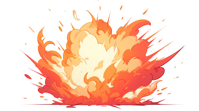 Hand drawn cartoon explosion flame illustration
