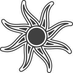 Tribal flaming sun illustration Design element