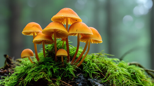 The world of mushrooms and fungi. Capture the variety of shapes, colors, and sizes found in forests or even your local park