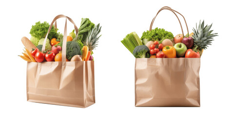 bag of groceries isolated on transparent background