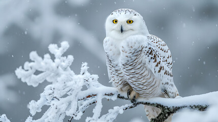 The beauty of winter wildlife, such as snowy owls, foxes, or other animals adapted to cold climates. 